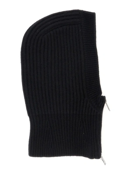 Caciula 'Allegra' Black Beanie with Knit Design and Zip in Wool for Women