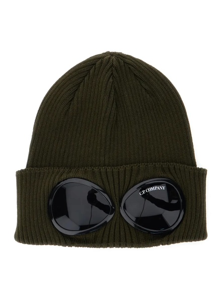 Caciula Green Cap with Google Detail on the Front and Knit in Cotton Man