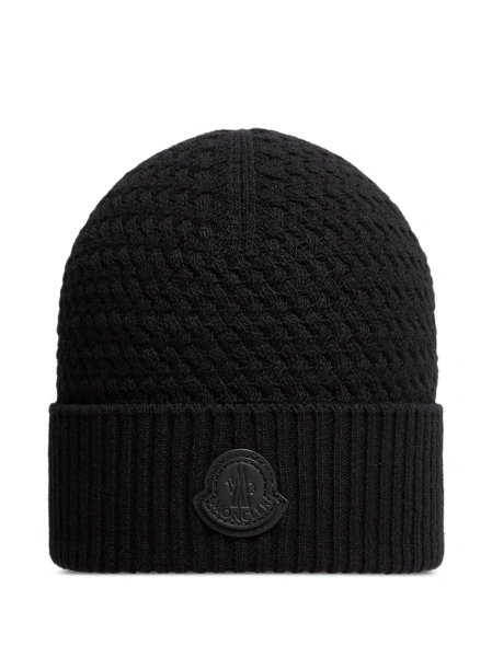 Caciula Moncler neagra din lana si casmir