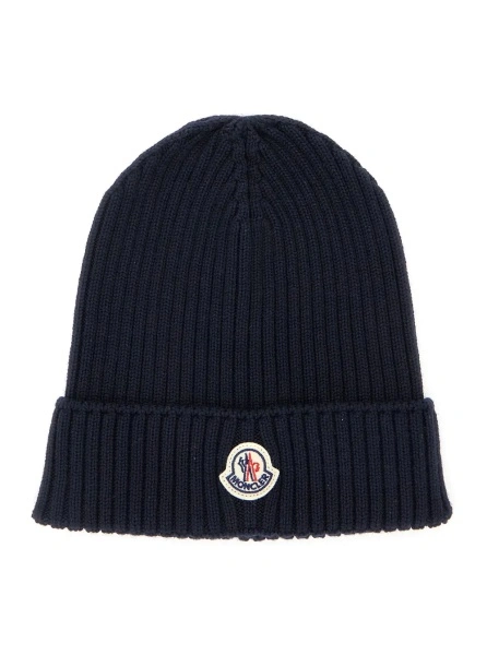 Caciula Wool Hat with logo patch on the front and blue turned-up brim Boy