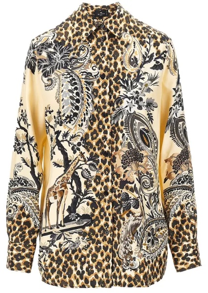 Camasa Animalier Paisley silk twill shirt