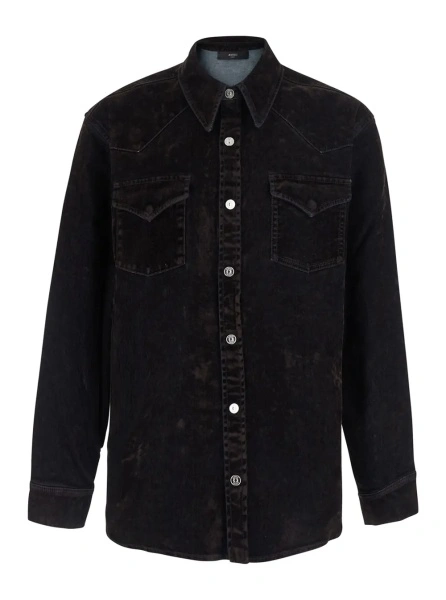 Camasa Brown Shirt with classic collar and two patch pockets on the front in denim for men