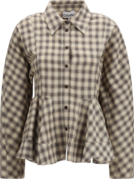 Camasa casual Check flannel Peplum Shirt
