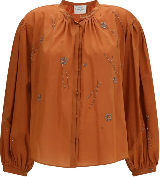 Camasa casual Fleurs d’Orient embroidered voile bohemian Shirt