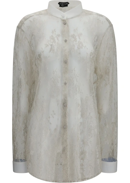 Camasa casual Lace Shirt with floral embroidery