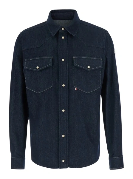 Camasa Moncler albastra din denim