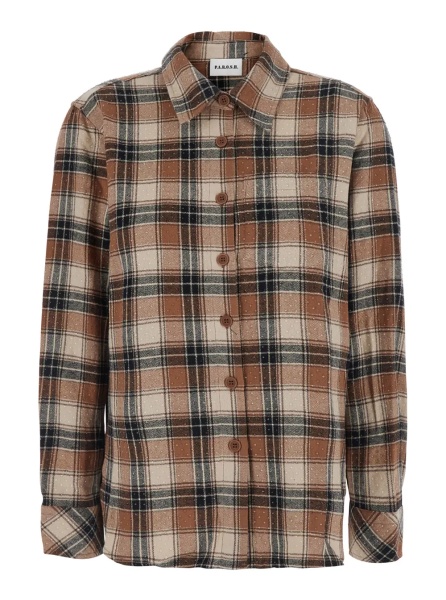 Camasa P.A.R.O.S.H. COWBOY Shirt with collar and long sleeves in beige cotton for women