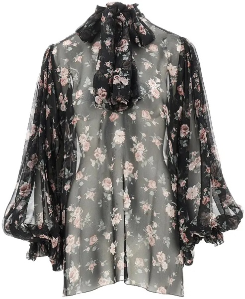 Camasa Vintage roses print chiffon blouse