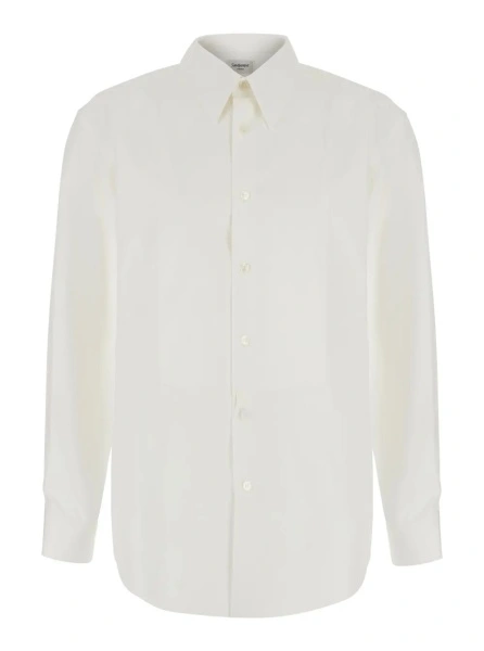 Camasa White shirt with pointed collar and tone-on-tone logo in cotton men