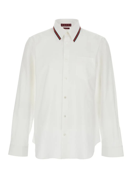 Camasa White Shirt with Web Collar in Cotton for Men