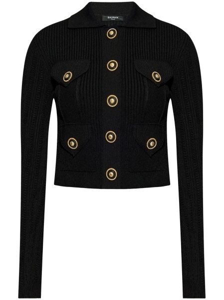Cardigan Balmain negru din vascoza