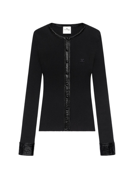 Cardigan COURRÈGES negru din polyester si vascoza