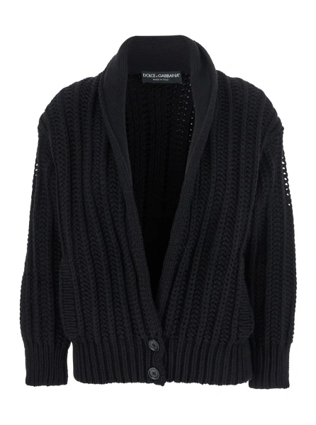 Cardigan Dolce & Gabbana negru din lana virgina