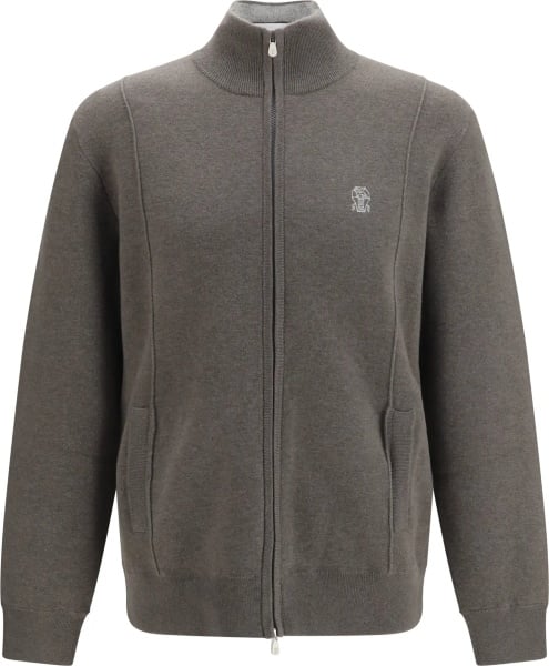 Cardigan Double cashmere Cardigan with zip and logo