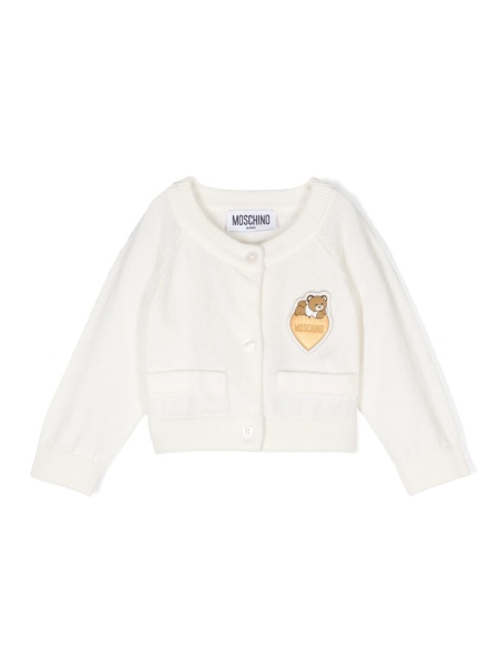 Cardigan Moschino alb din bumbac si lana