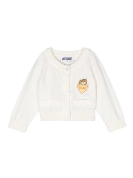 Cardigan Moschino alb din bumbac si lana