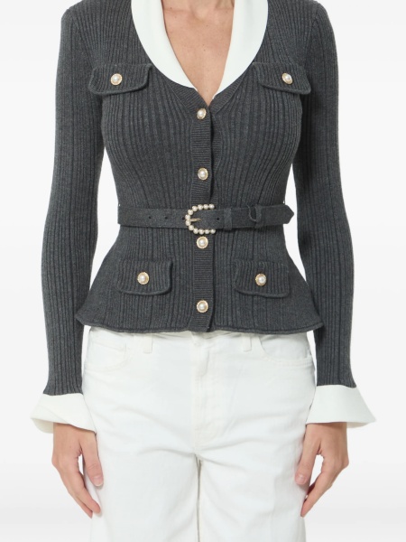 Cardigan Self-Portrait gri din polyester si casmir