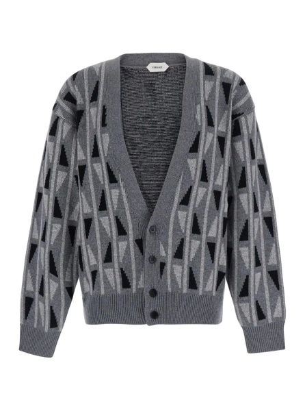 Cardigan Versace gri din lana si casmir