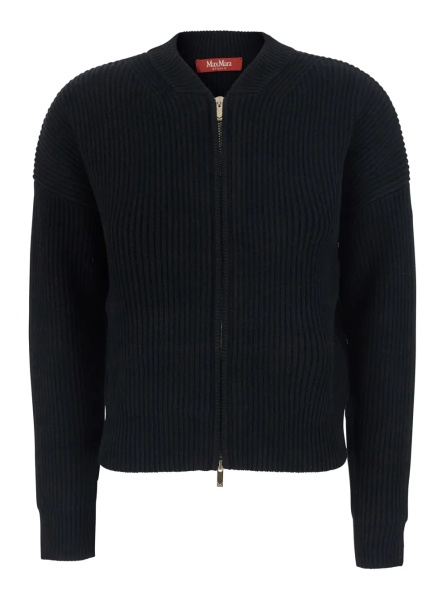 Cardigane Black Cardigan with front zip closure in wool and cashmere for women
