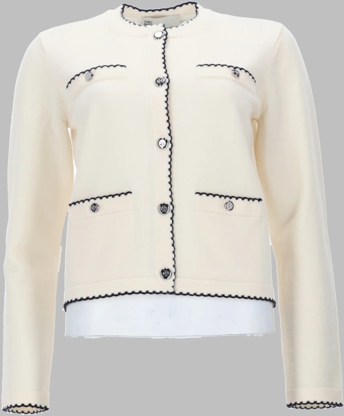 Cardigane Cardigan "Kendra" In Lana Con Bordi Smerlati