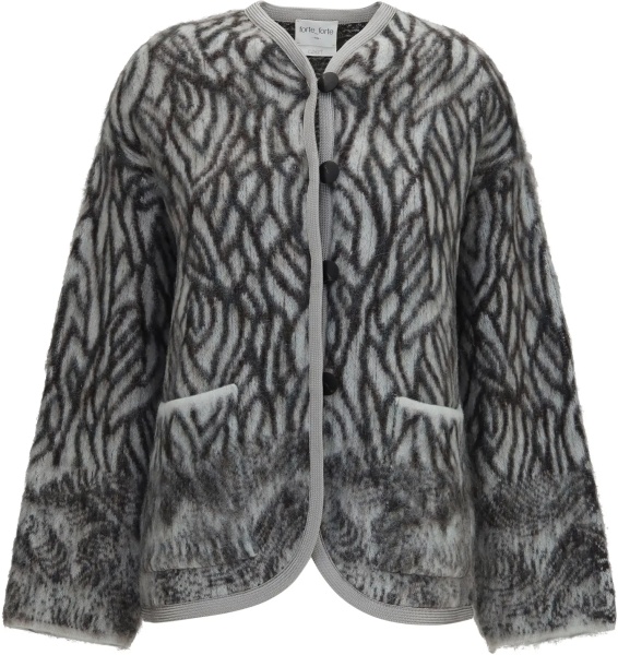 Cardigane Heron Feather motif brushed Cardigan