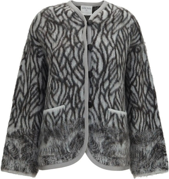 Cardigane Heron Feather motif brushed Cardigan
