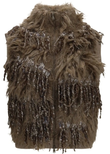 Cardigane Mohair-blend sequin zip Cardigan