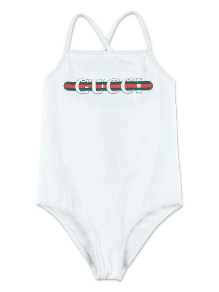 Costum de baie Gucci alb din poliamida si elastan