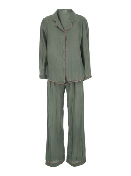 Costum green Suit with shirt and Pants in silk blend Woman