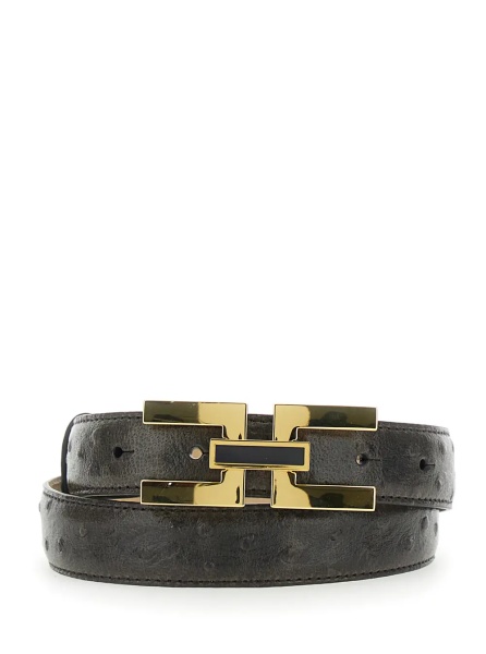 Curea Brown Belt with Logo Plate Buckle Closure on the Front in Leather for Women