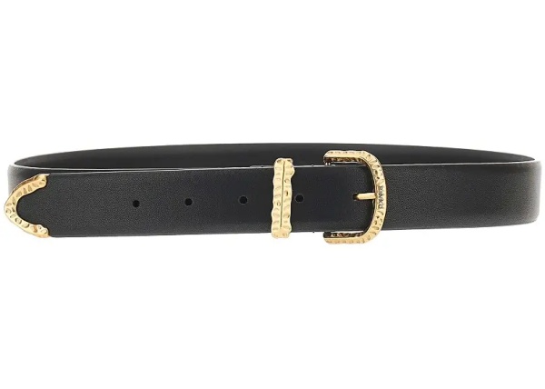 Curea Hammered buckle leather belt