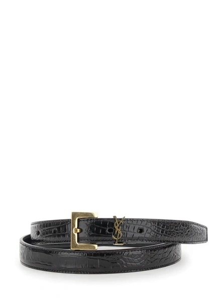 Curea Saint Laurent neagra din piele