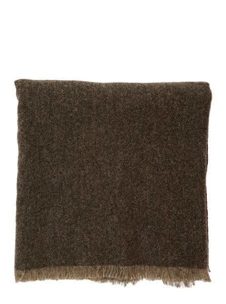Esarfa brown scarf with Square design and fringed edges in wool and cashmere Blend women