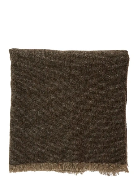 Esarfa brown scarf with Square design and fringed edges in wool and cashmere Blend women