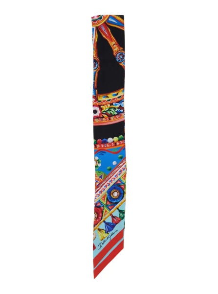 Esarfa Multicolor Scarf with All-Over Carretto Print in Silk for Women