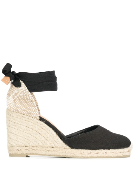 Espadrile CASTAÑER negre din material textil si iuta