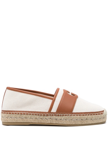 Espadrile Gucci albe din material textil si piele