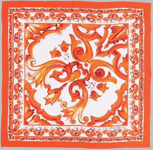 Fulare Foulard In Twill Di Seta Stampa Maiolica