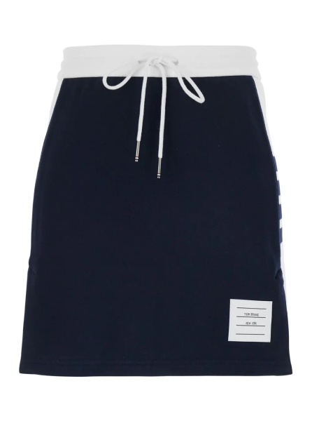Fusta blue Skirt with elasticated waist and 4Bar logo in cotton for women