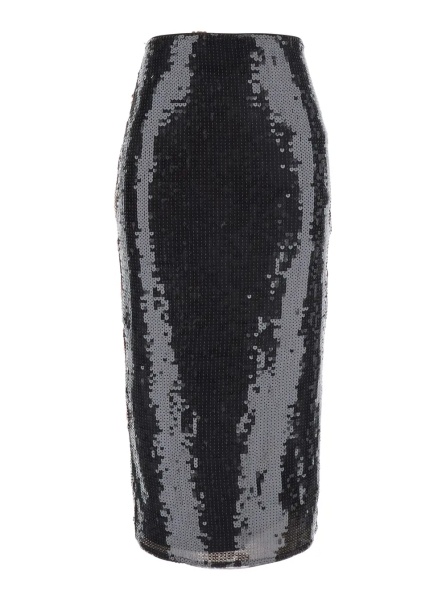 Fusta Brown Pencil Skirt with All-Over Sequins in Tech Fabric for Women