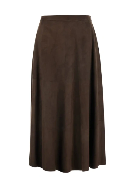 Fusta Brown suede skirt with elegant details for women