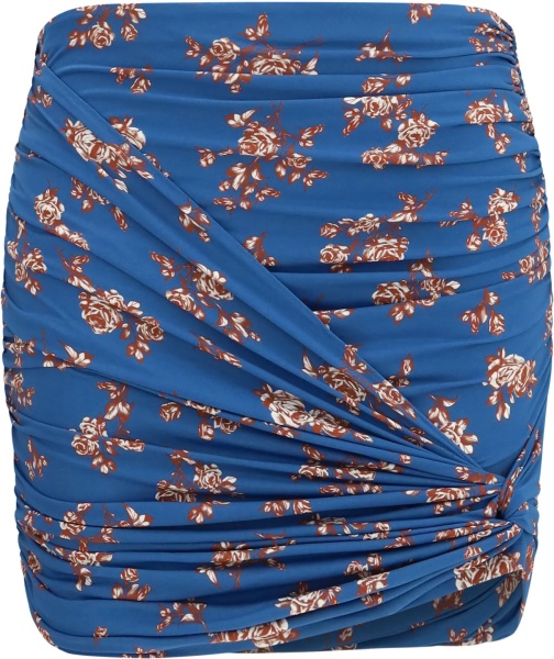 Fusta Draped floral-print swim Mini Skirt
