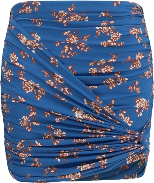 Fusta Draped floral-print swim Mini Skirt
