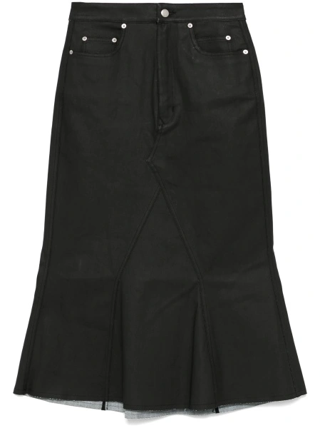 Fusta drepte Rick Owens neagra din bumbac si cauciuc