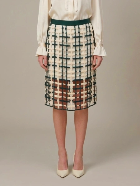 Fusta Green Mesh Midi Skirt