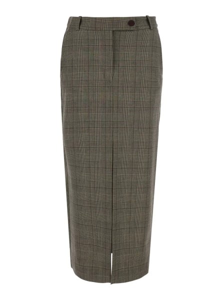 Fusta Grey Skirt with all-over stripe motif and patch on the back in Wool Blend for Women