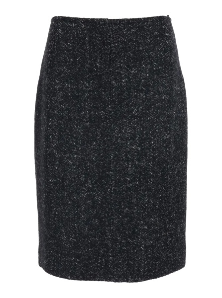 Fusta 'Malva' Black Skirt with Rear Concealed Zip Closure and Rear Single Slit in Wool Woman