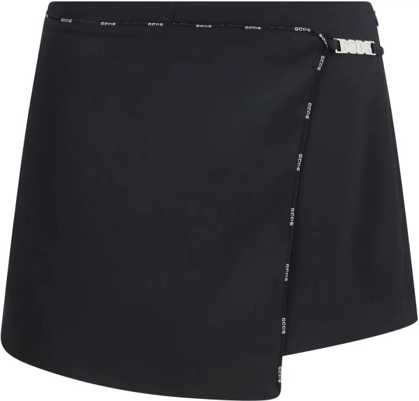 Fusta Satin mini Skirt-Shorts with logo trim