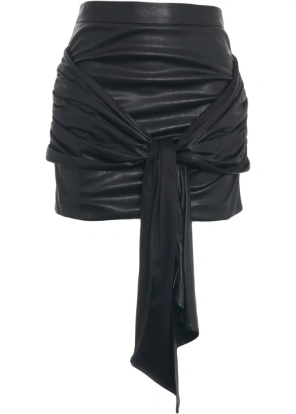 Fusta scurta Elisabetta Franchi neagra din piele ecologica