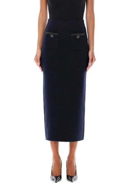 Fusta Self-Portrait Compact Wool Midi Skirt*